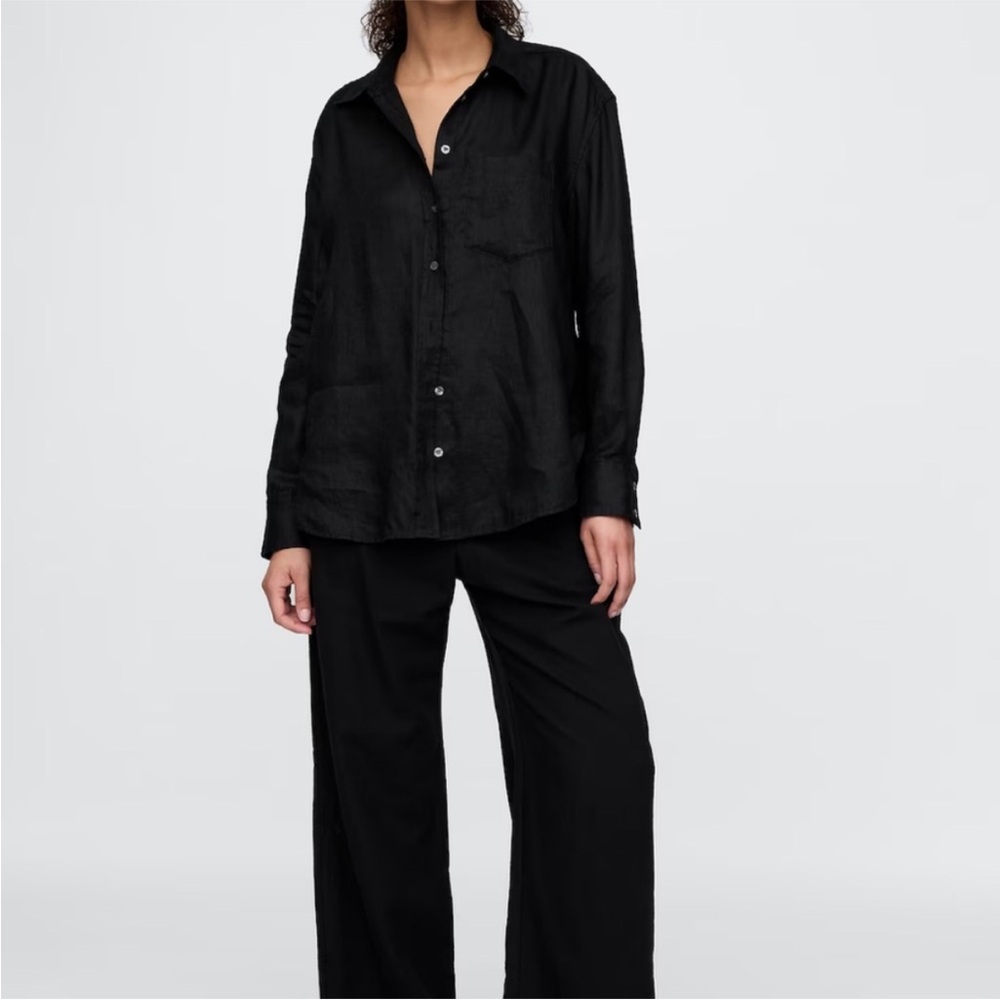 NWOT GAP Black Linen Button Up Shirt XS